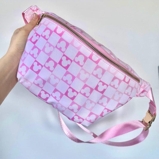 Pink Check Character Inspired Print Crossbody Bag