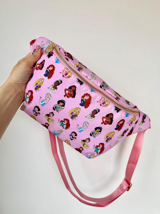 Pink Princesses Print Crossbody Bag