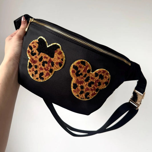 Customisable Leopard Print Patch Crossbody Bag